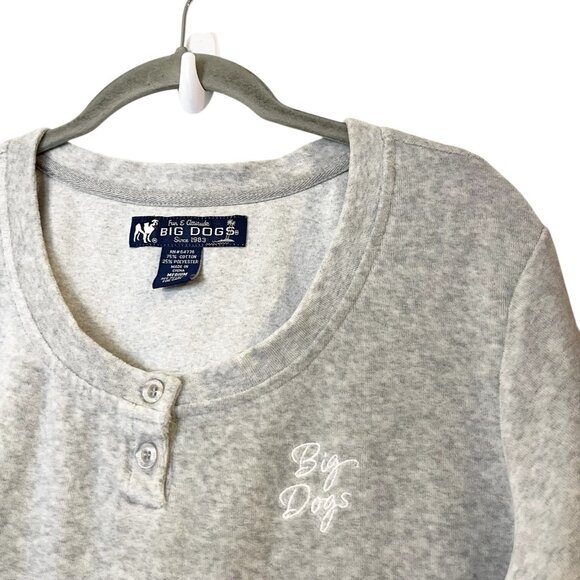 Vintage Y2K Big‎ Dogs Pullover Fleece Sweatshirt Size M Velour Women's Henley - Picture 3 of 4